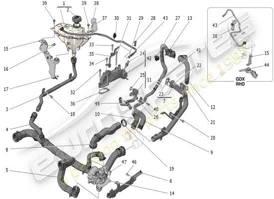 a part diagram from the Maserati Grecale parts catalogue