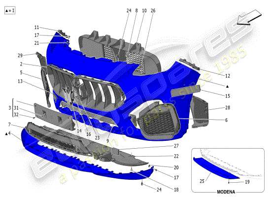 a part diagram from the Maserati Grecale parts catalogue