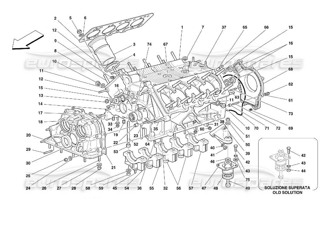 Ferrari 355 (2.7 Motronic) crankcase Part Diagram