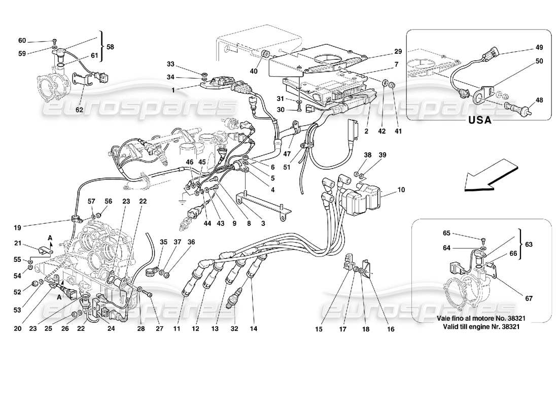 Ferrari 355 (2.7 Motronic) injection device - ignition Part Diagram