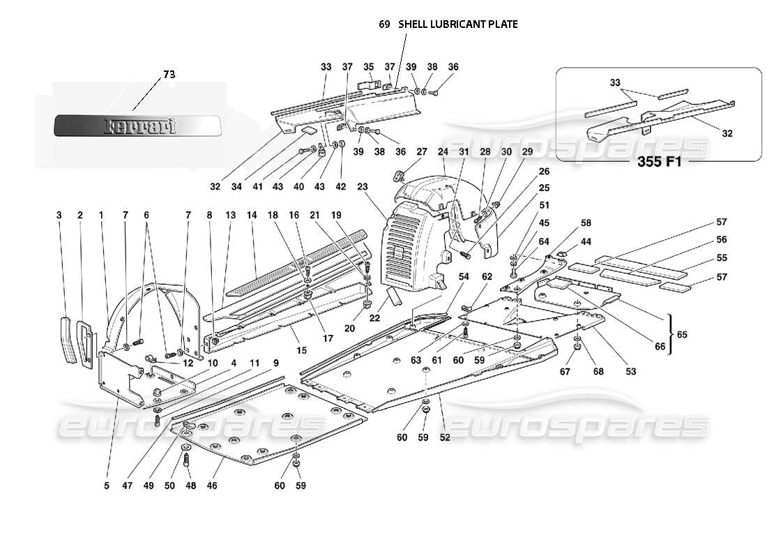 Ferrari 355 (2.7 Motronic) Body - Shields and Wheelhouses Parts Diagram