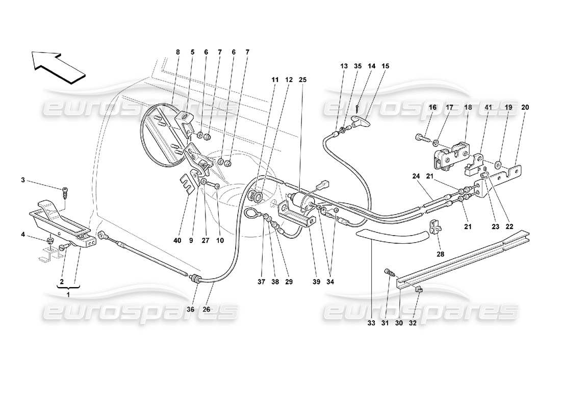 Ferrari 355 (2.7 Motronic) Opening Devices for Rear Hood and Gas Door Part Diagram