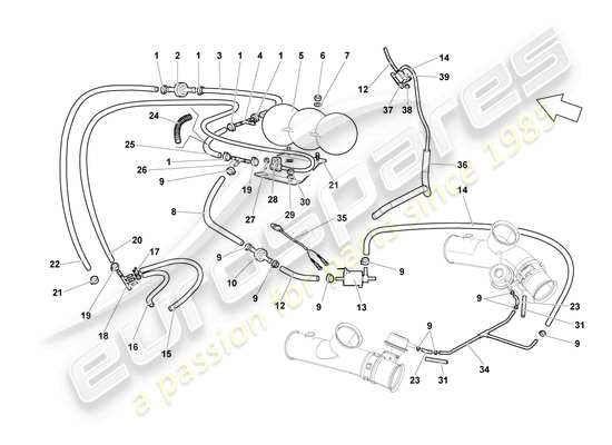 a part diagram from the Lamborghini LP640 Roadster (2007) parts catalogue