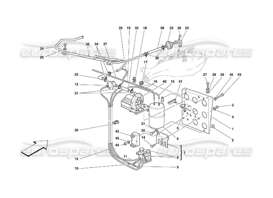 Ferrari 355 (5.2 Motronic) air injection device Part Diagram