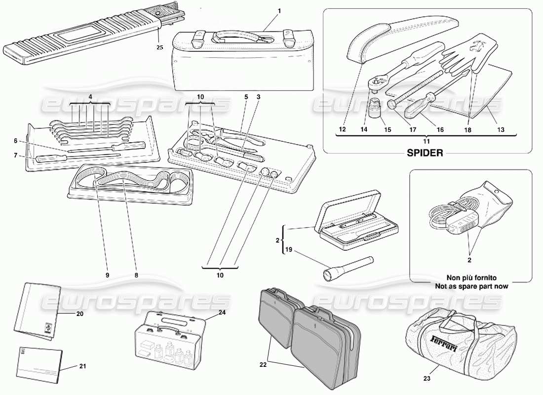 Ferrari 355 (5.2 Motronic) Tools Equipment - Documents & Accessories Parts Diagram