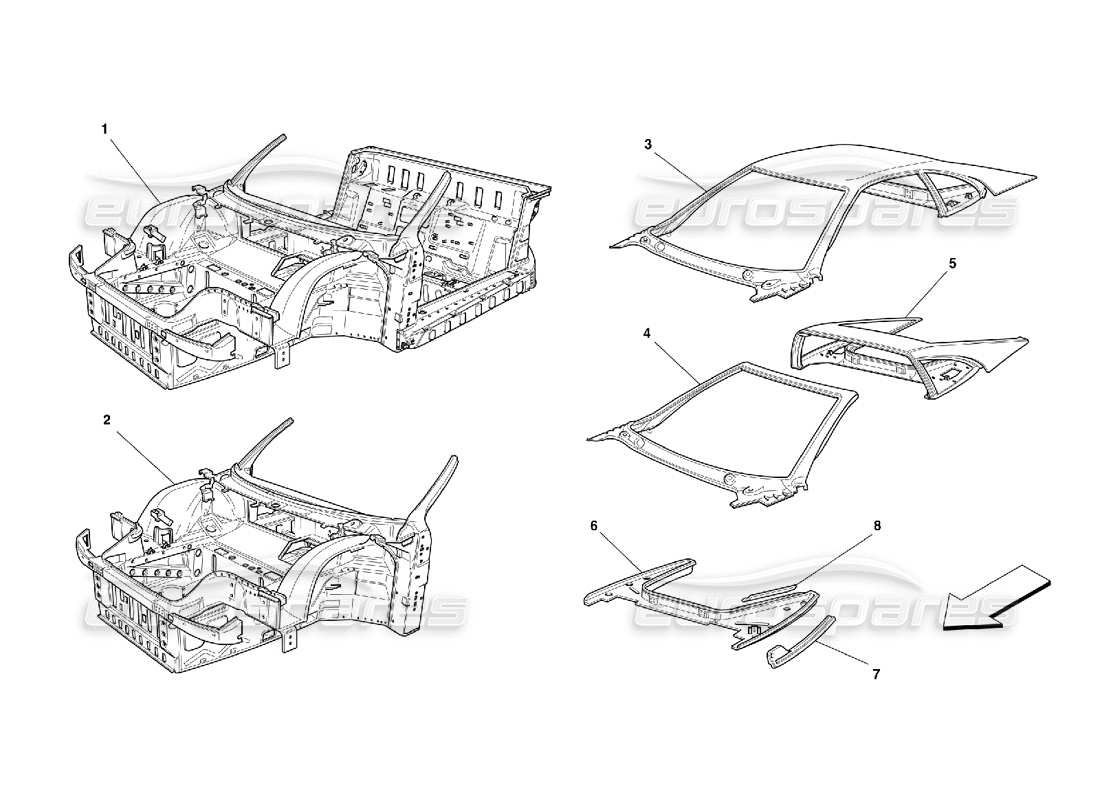 Ferrari 355 (5.2 Motronic) Body - Units Part Diagram