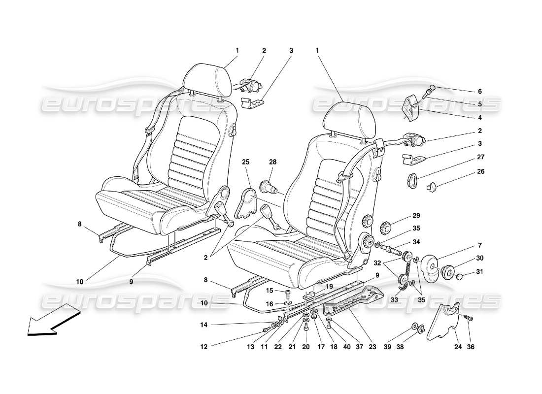Ferrari 355 (5.2 Motronic) Seat and Safety Belts Parts Diagram