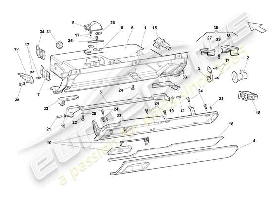 a part diagram from the Lamborghini Gallardo parts catalogue