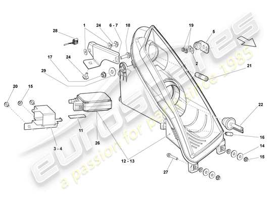 a part diagram from the Lamborghini Gallardo Coupe (2008) parts catalogue