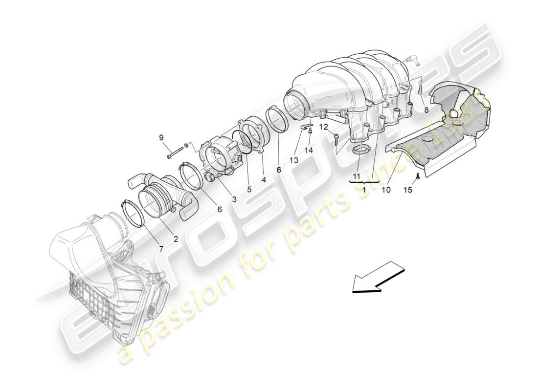Maserati GranTurismo MC Stradale (2012) intake manifold and throttle body Part Diagram