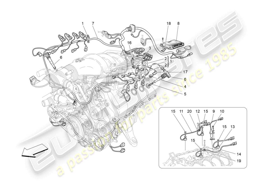 Maserati GranTurismo MC Stradale (2012) electronic control: injection and engine timing control Part Diagram