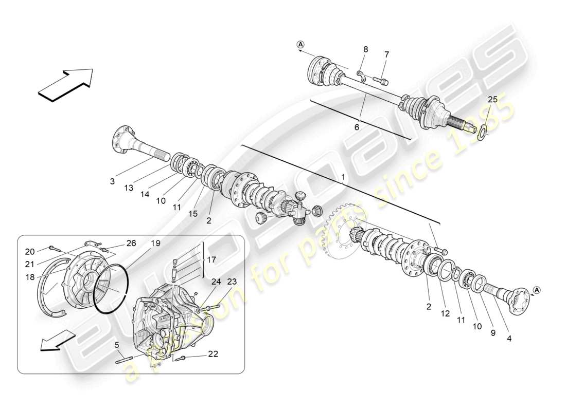 Maserati GranTurismo MC Stradale (2012) DIFFERENTIAL AND REAR AXLE SHAFTS Part Diagram