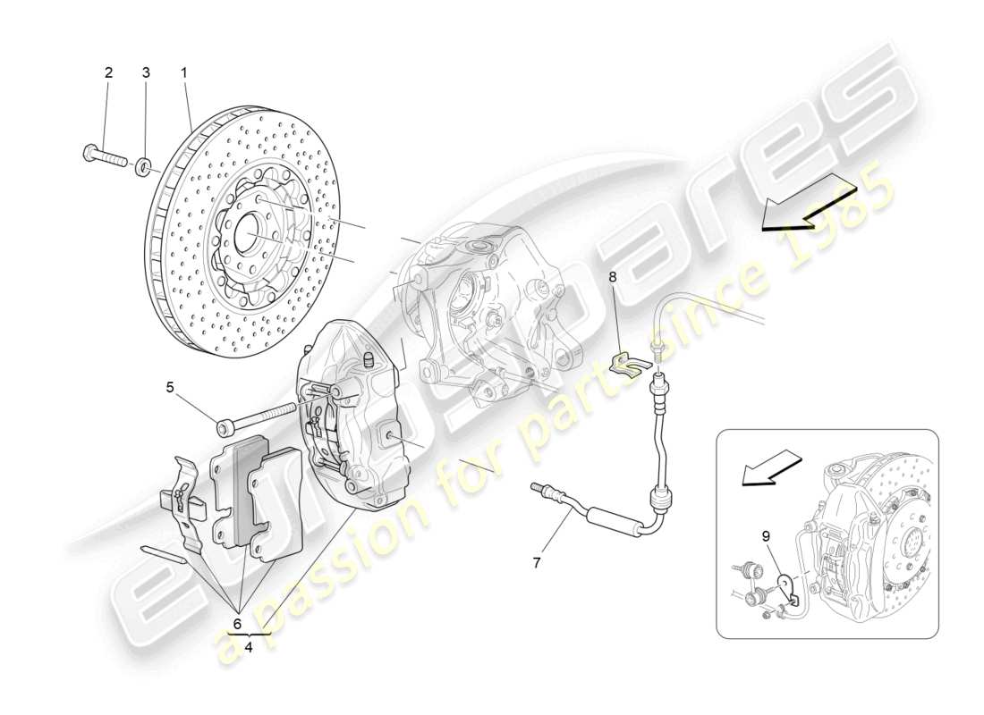 Maserati GranTurismo MC Stradale (2012) braking devices on rear wheels Part Diagram