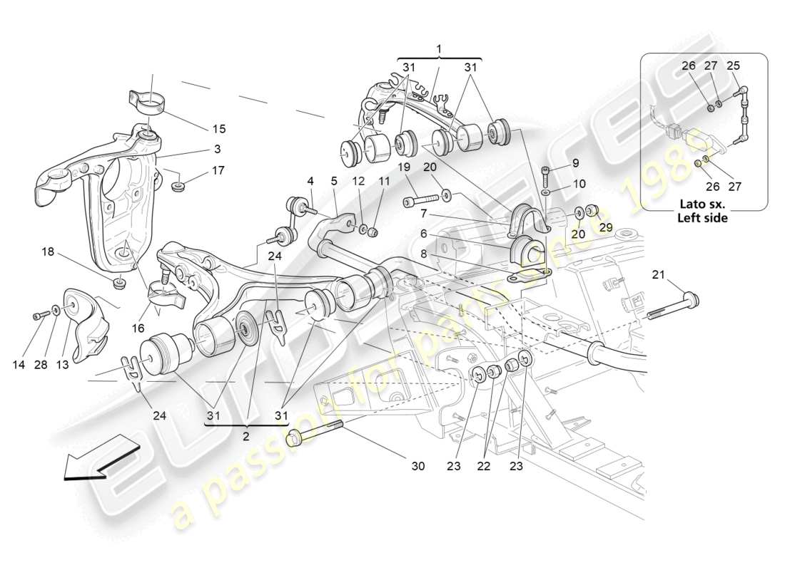Maserati GranTurismo MC Stradale (2012) Front Suspension Part Diagram