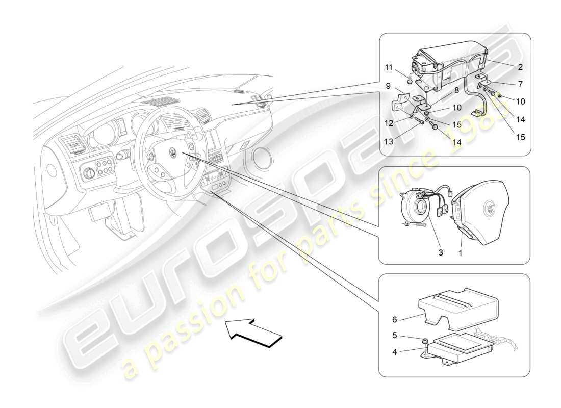 Maserati GranTurismo MC Stradale (2012) front airbag system Part Diagram