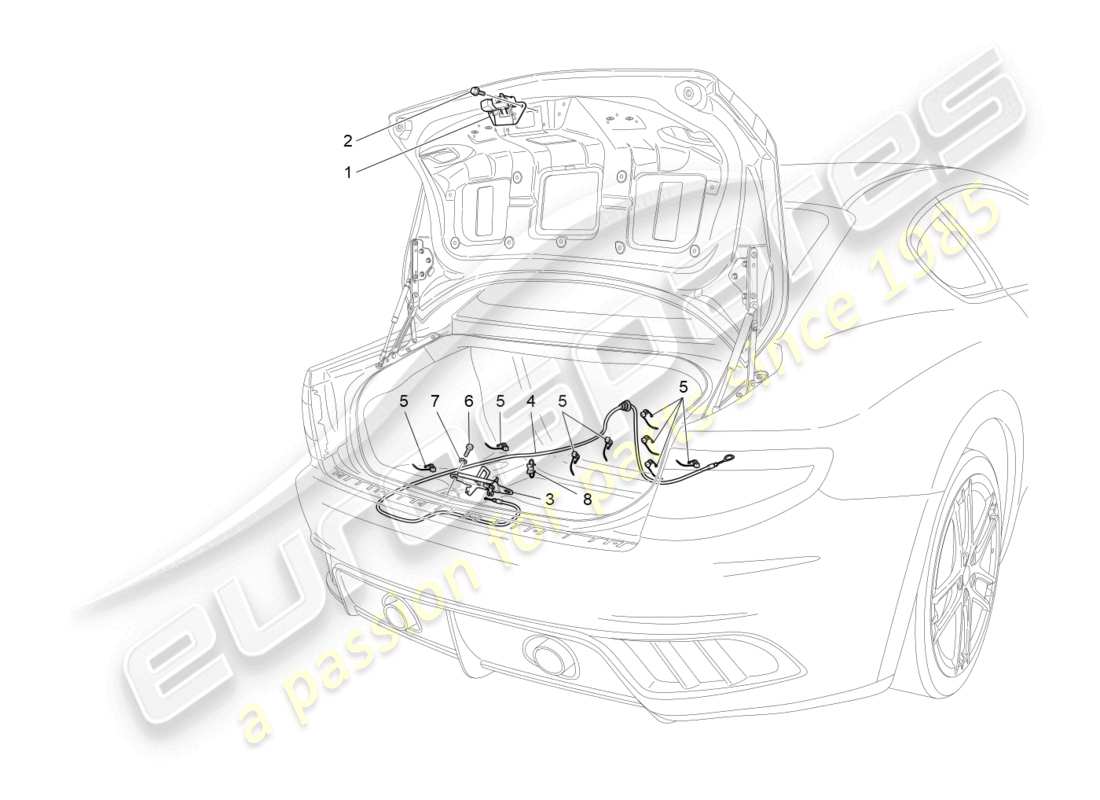 Maserati GranTurismo MC Stradale (2012) rear lid opening control Part Diagram
