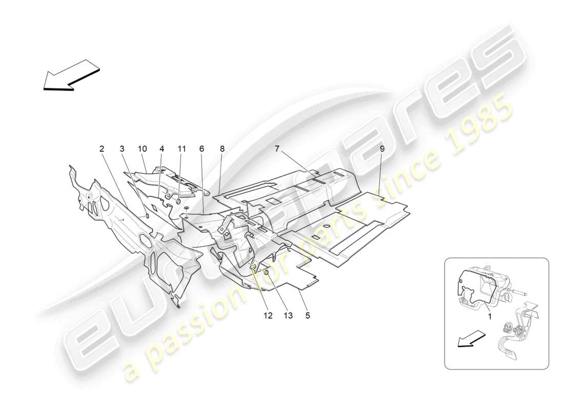 Maserati GranTurismo MC Stradale (2012) sound-proofing panels inside the vehicle Part Diagram
