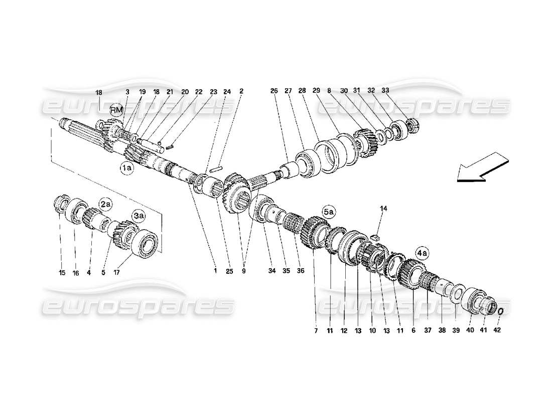 Ferrari 348 (2.7 Motronic) Main Shaft Gears Parts Diagram