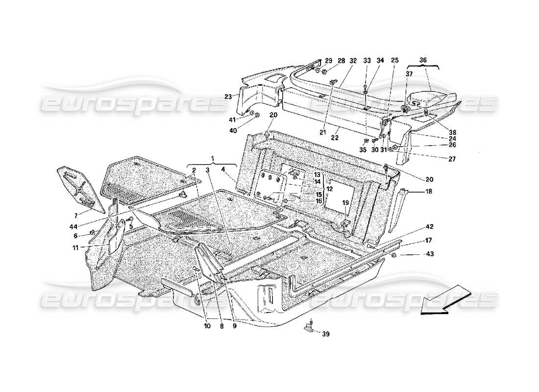 Ferrari 348 (2.7 Motronic) passengers compartment carpets Parts Diagram