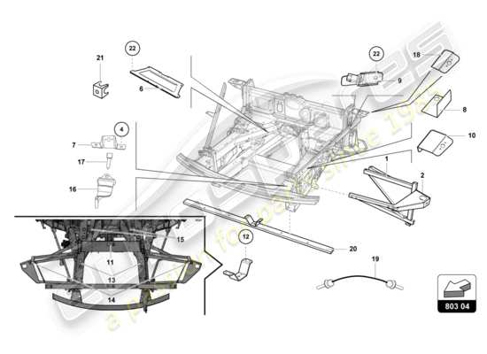 a part diagram from the Lamborghini Huracan Squadra Corse parts catalogue