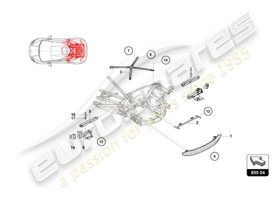 a part diagram from the Lamborghini Huracan Squadra Corse parts catalogue