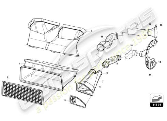 a part diagram from the Lamborghini Huracan Squadra Corse parts catalogue