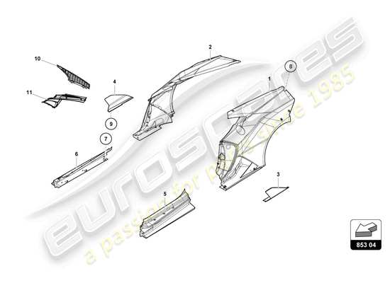 a part diagram from the Lamborghini Huracan Squadra Corse parts catalogue