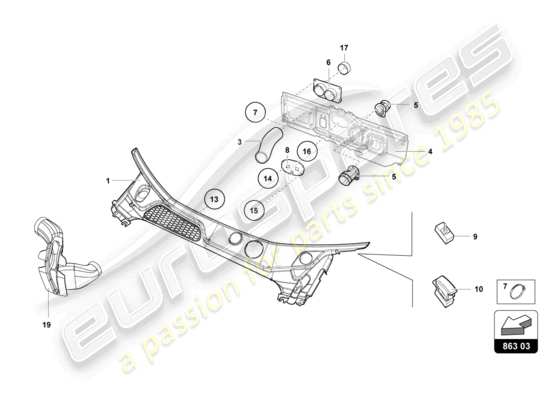 a part diagram from the Lamborghini Huracan Squadra Corse parts catalogue