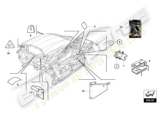 a part diagram from the Lamborghini Huracan Squadra Corse parts catalogue