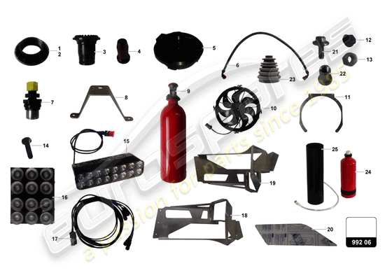 a part diagram from the Lamborghini Huracan Squadra Corse parts catalogue