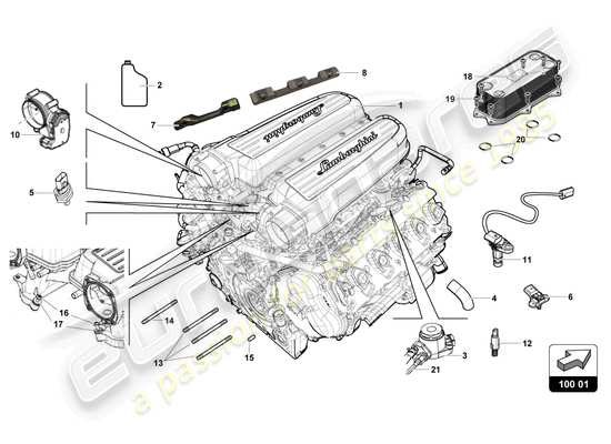 a part diagram from the Lamborghini Huracan Squadra Corse parts catalogue