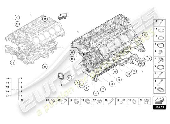 a part diagram from the Lamborghini Huracan Squadra Corse parts catalogue