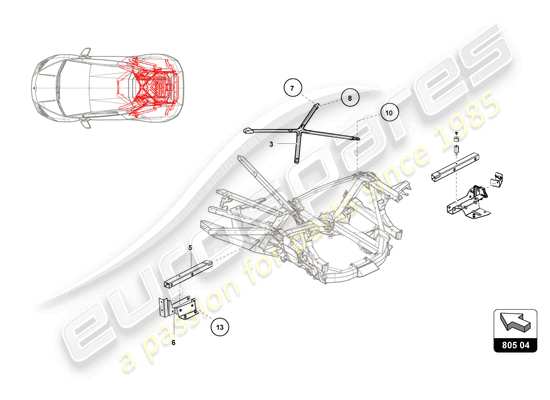 a part diagram from the Lamborghini Huracan Squadra Corse parts catalogue