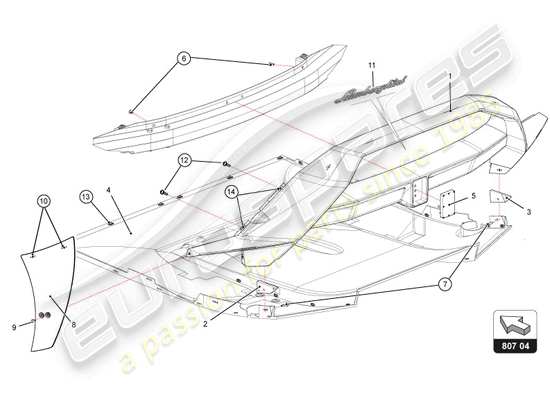 a part diagram from the Lamborghini Huracan Squadra Corse parts catalogue