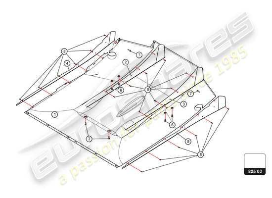 a part diagram from the Lamborghini Huracan Squadra Corse parts catalogue