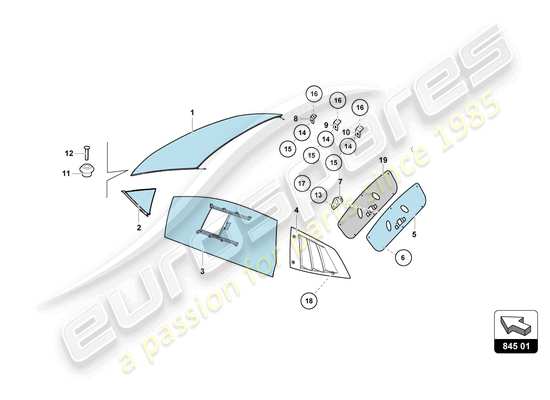 a part diagram from the Lamborghini Huracan Squadra Corse parts catalogue