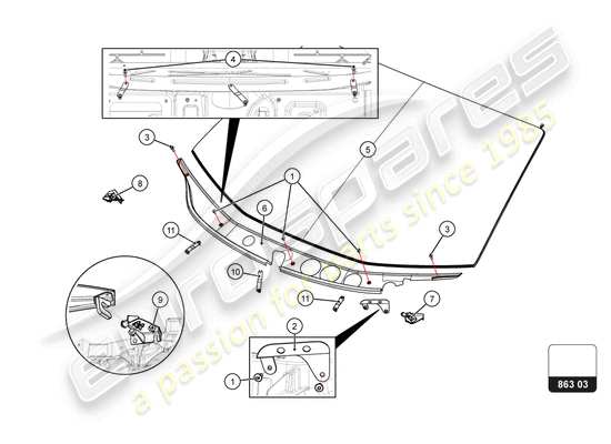 a part diagram from the Lamborghini Huracan Squadra Corse parts catalogue