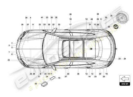 a part diagram from the Lamborghini Urus S (2023) parts catalogue