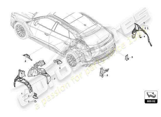 a part diagram from the Lamborghini Urus parts catalogue