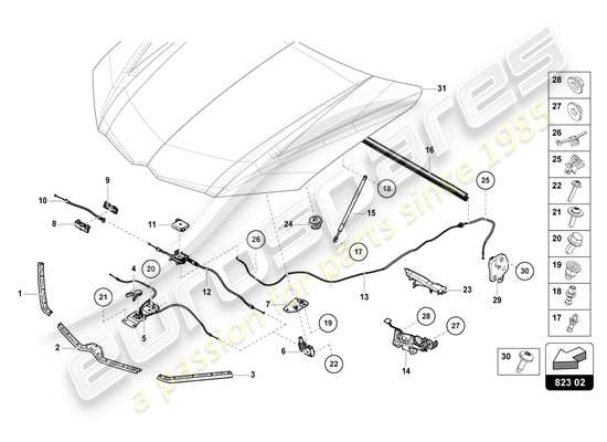 a part diagram from the Lamborghini Urus S (2023) parts catalogue