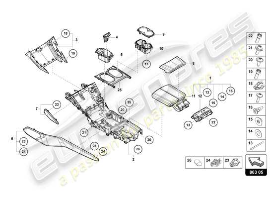 a part diagram from the Lamborghini Urus parts catalogue