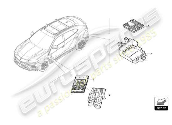 a part diagram from the Lamborghini Urus S (2023) parts catalogue