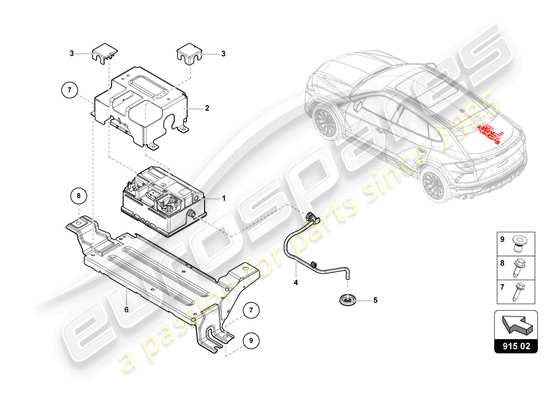 a part diagram from the Lamborghini Urus parts catalogue