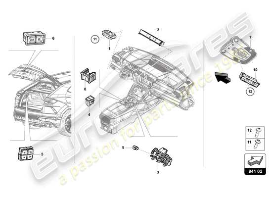 a part diagram from the Lamborghini Urus parts catalogue