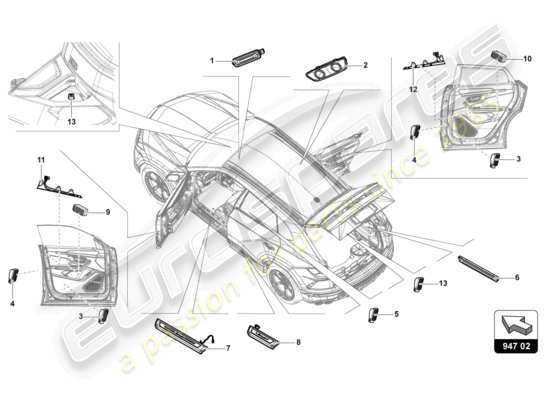 a part diagram from the Lamborghini Urus parts catalogue