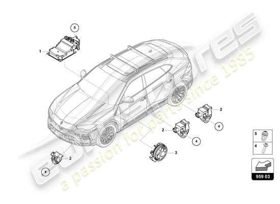 a part diagram from the Lamborghini Urus parts catalogue