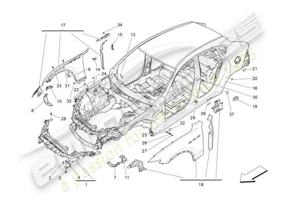 a part diagram from the Maserati Levante GTS (2020) parts catalogue