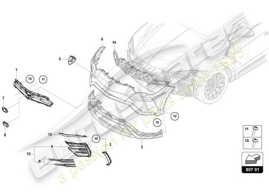 a part diagram from the Lamborghini Urus parts catalogue