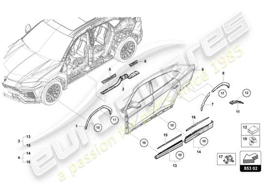 a part diagram from the Lamborghini Urus parts catalogue