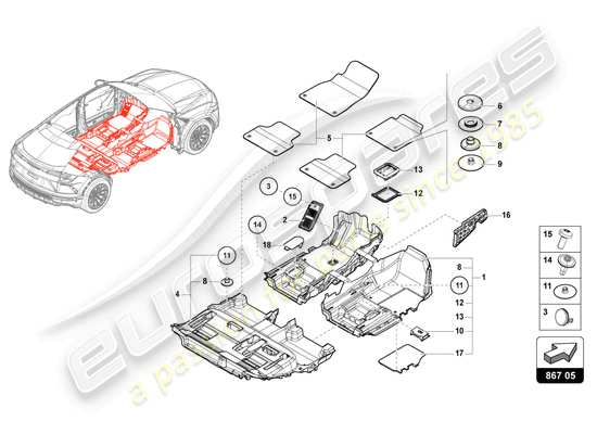 a part diagram from the Lamborghini Urus parts catalogue